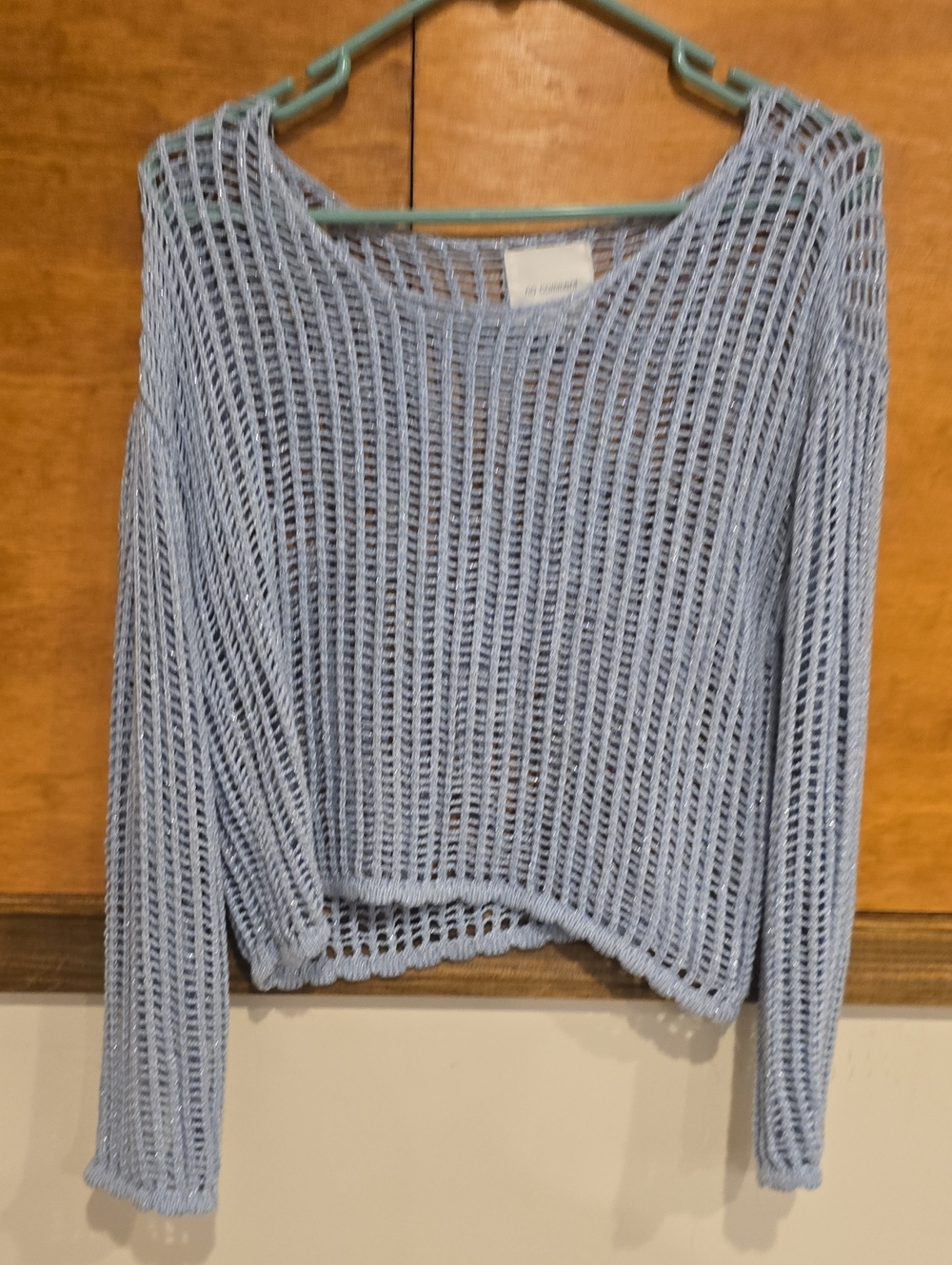 Light Blue Open-Knit Women's Sweater